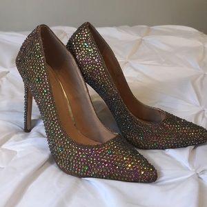Multi-color sparkle heels